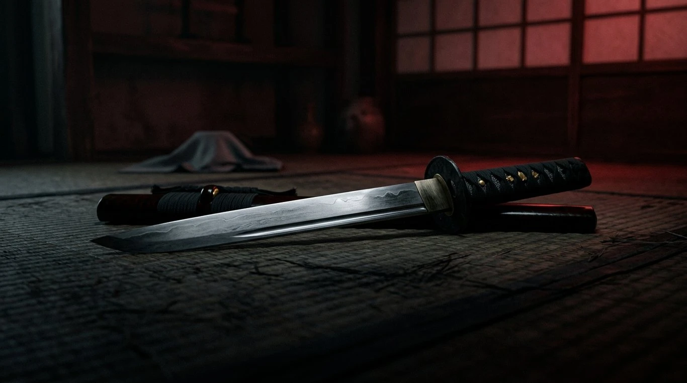 Lame de tanto japonais sur un tatami
