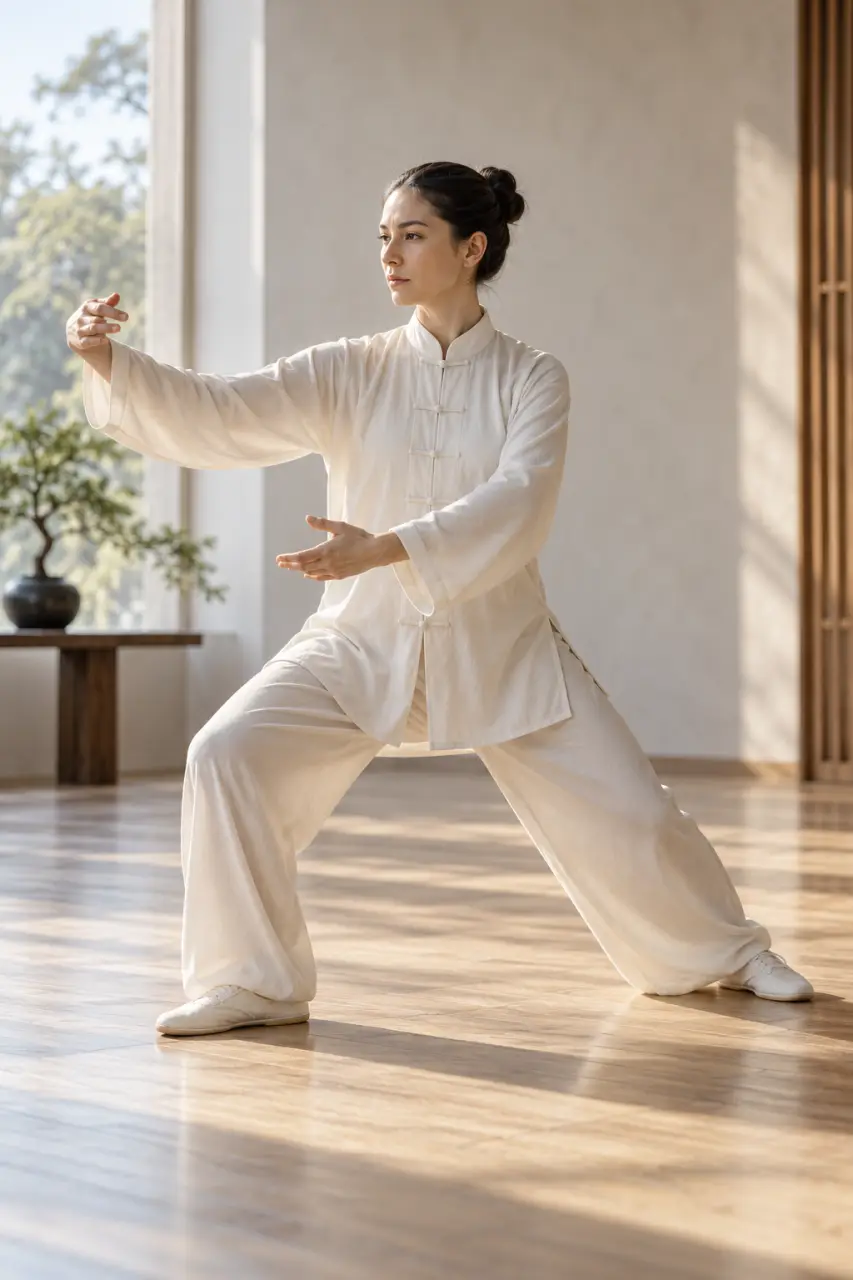 Vêtement de Tai Chi : ample pour bouger, ajusté pour rester précis