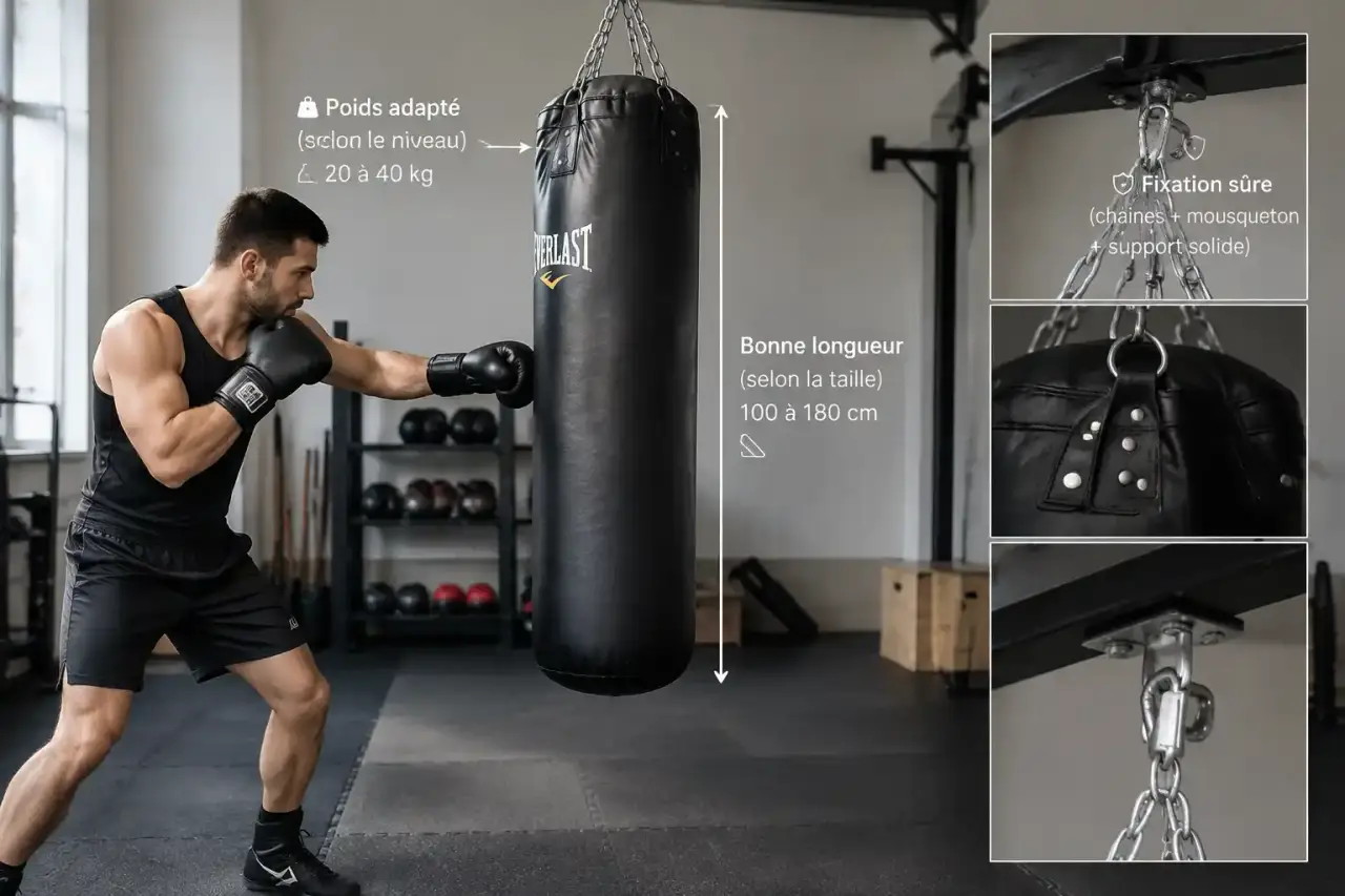 Sac pour boxeur : le bon poids, la bonne longueur et une fixation sûre