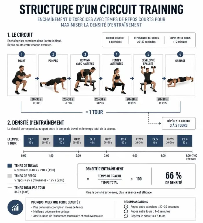 Structure et densité d'un circuit training poids de corps