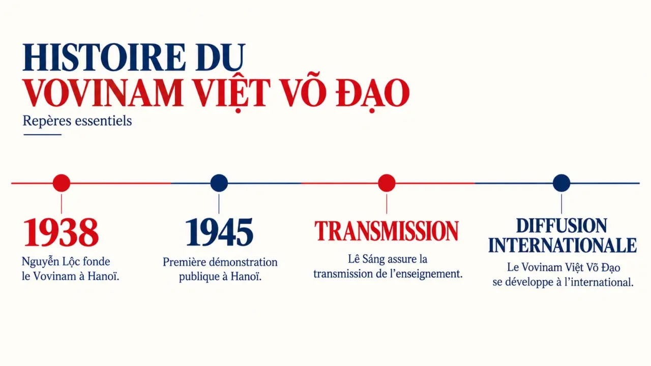 Frise chronologique de l'histoire du Vovinam Việt Võ Đạo